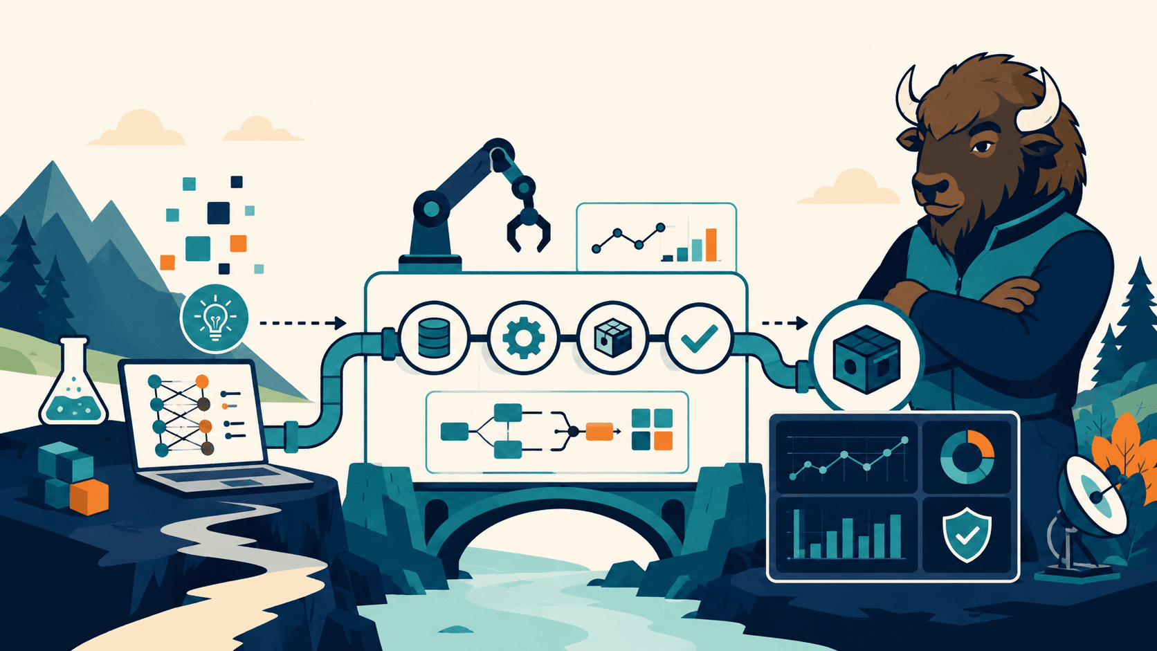 Bison overseeing a reliable MLOps pipeline from model development to production